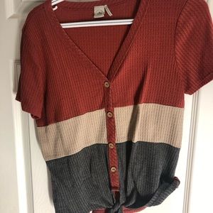 Paper crane waffle knit shirt